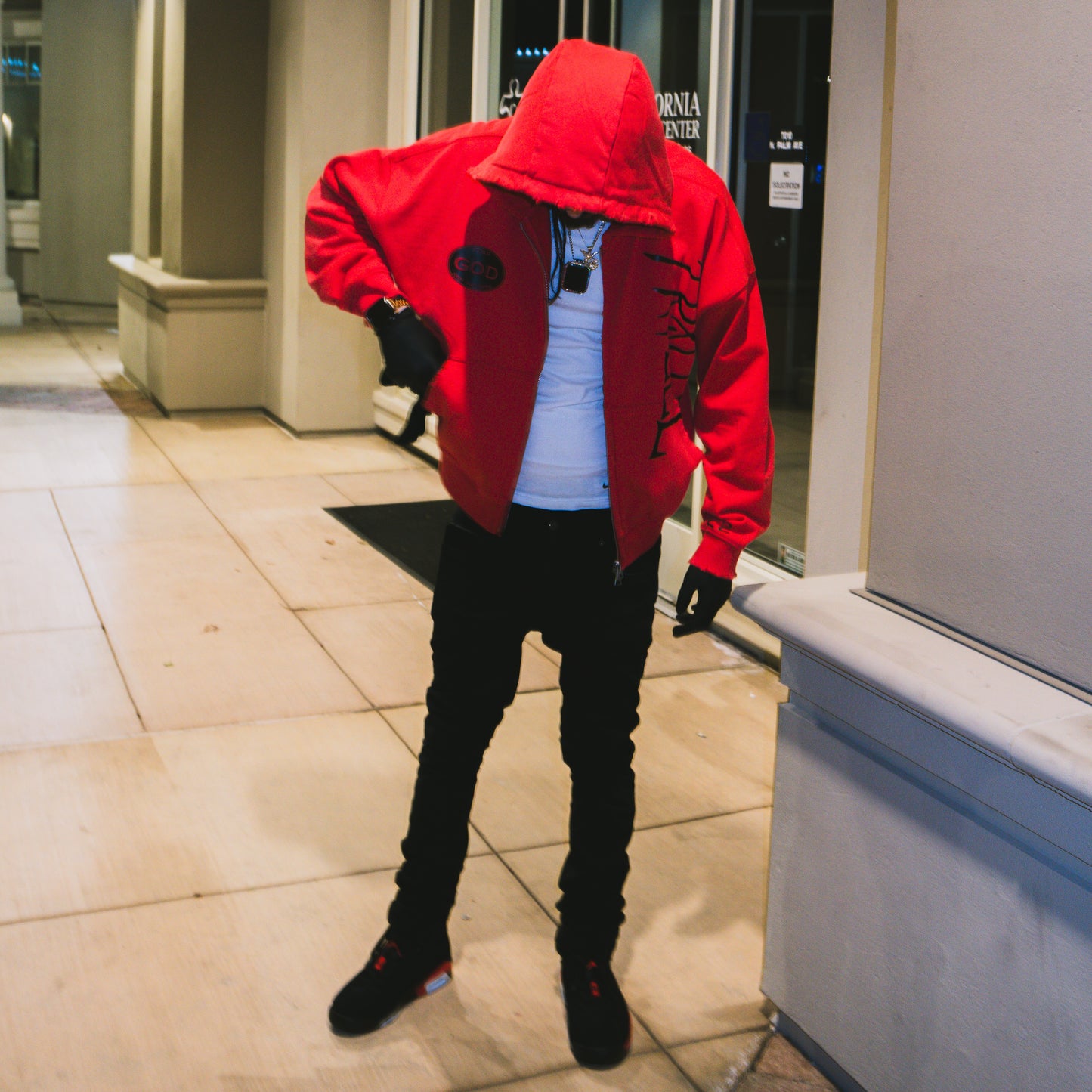 INFRARED DISTRESSED ZIP UP HOODIE